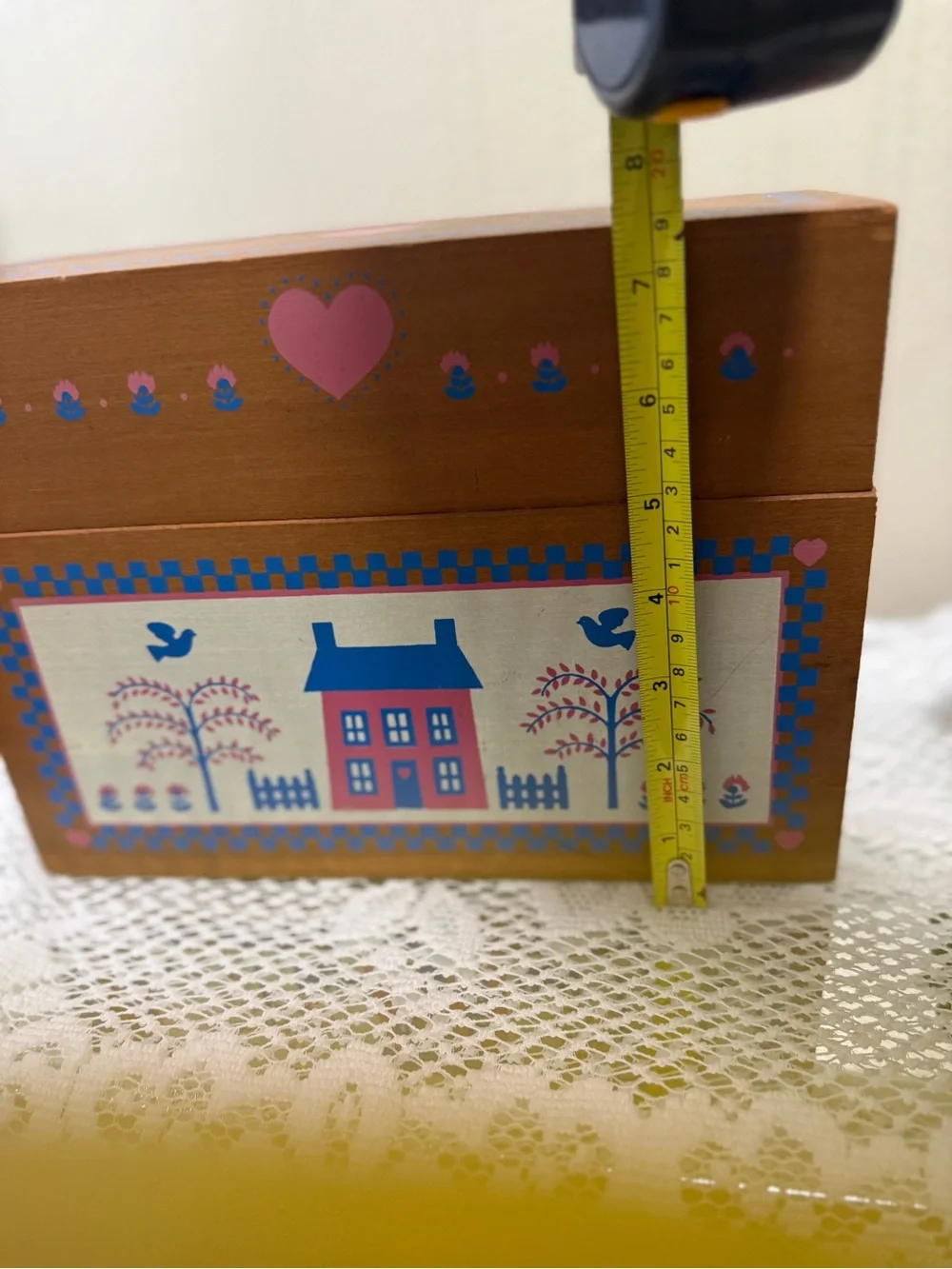 Vintage American Country Home Wood Box Organizer Recipe Card Primitive House